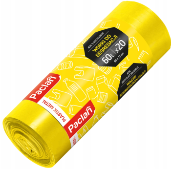 Paclan Worki do segregacji plastik żółty 60L 20 sztuk